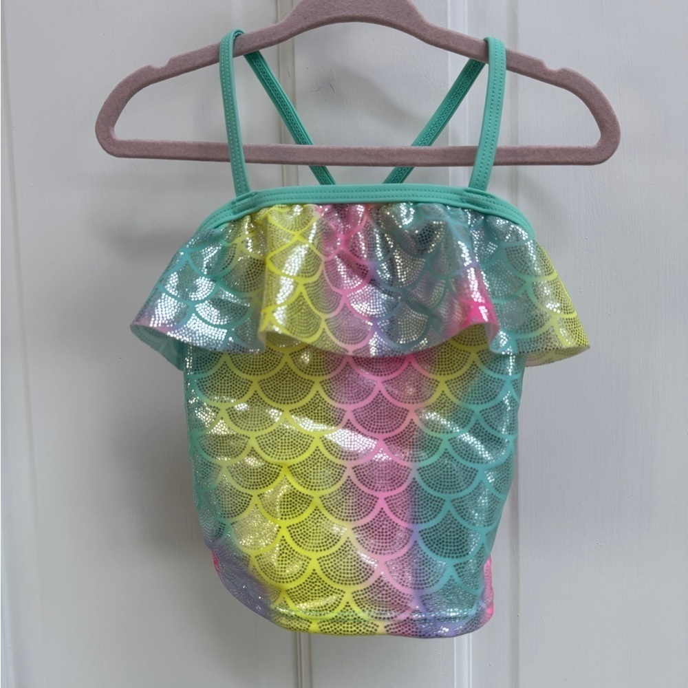 NWOT Wonder Nation 2T Girls Multicolor Mermaid Shiny Tankini Top